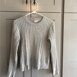 GAP Women's Cable-Knit Crewneck Sweater - Heather Gray
